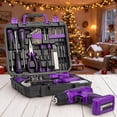 thumbnail image 3 of UBesGoo 146pcs Power Tool Combo Kits with 8V Cordless Drill, 10MM 3/8'' Keyless Chuck, Professional Home Household Kit DIY Hand Tool Set, Purple, 3 of 13