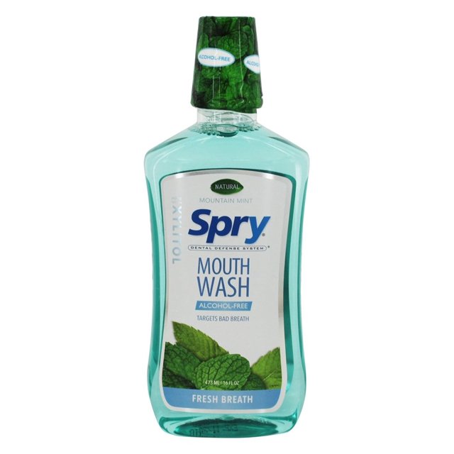 Xlear - Spry Alcohol-Free Mouthwash Fresh Breath Mountain Mint - 16 fl. oz.