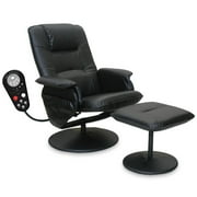 Relaxzen Comfort Massage 8-Motor Recliner and Ottoman, Black