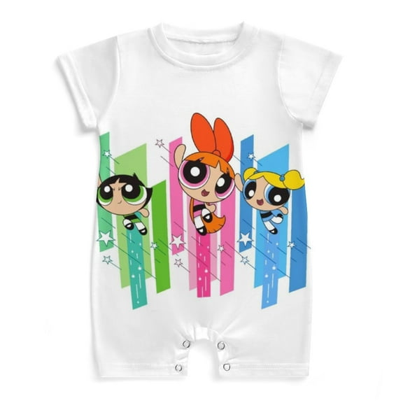 The Powerpuff Girls Baby Romper Short Sleeve Bodysuits Soft Rompers Summer Clothes One-Piece Jumpsuits Outfits 0-3M