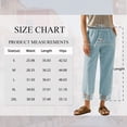 thumbnail image 2 of TEMOFON Linen Pants for Women Capris Summer Cropped Tapered Leg with Pockets Elastic Waistband Chinos Eyelet Ankle Hem Cotton Blue L, 2 of 9