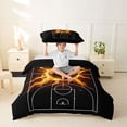 thumbnail image 2 of Castle Fairy Basketball Court Print Twin Duvet Cover, Sport Ball Flame Twin Bedding, Black Gold Orange,Black Reversible,2pcs,1 Duvet Cover and 1 Pillowcase, 2 of 6