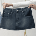 thumbnail image 3 of EMMIOL Women's Denim Mini Skirt Low Waist Jean Skirts for Women,Vintage Y2K Style Summer Denim Skirts, 3 of 6