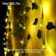 thumbnail image 2 of Guirnalda de luces artificiales de hojas de arce verdes, 5 m, 50 LED/10 m, 100 LED, para colgar en la pared, con batería, de plástico, de ratán, para decoración de bodas, fiestas, hogar, jardín y, 2 of 2