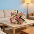 thumbnail image 4 of 15 Stem Artificial Rose Bouquet Pink Gradient Flowers for Home Decor Wedding Party, 4 of 4