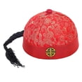 thumbnail image 2 of Sombrero Oriental Chino Decorativo Con Cola De Caballo Para Teatro Vestir Fiesta Temática Rojo Sunnimix, 2 of 8