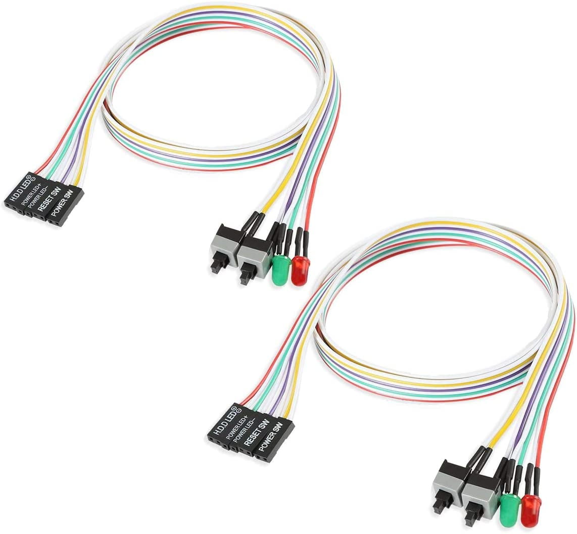 2Pack Computer Case Light Red Green ATX Power Supply Reset HDD Switch