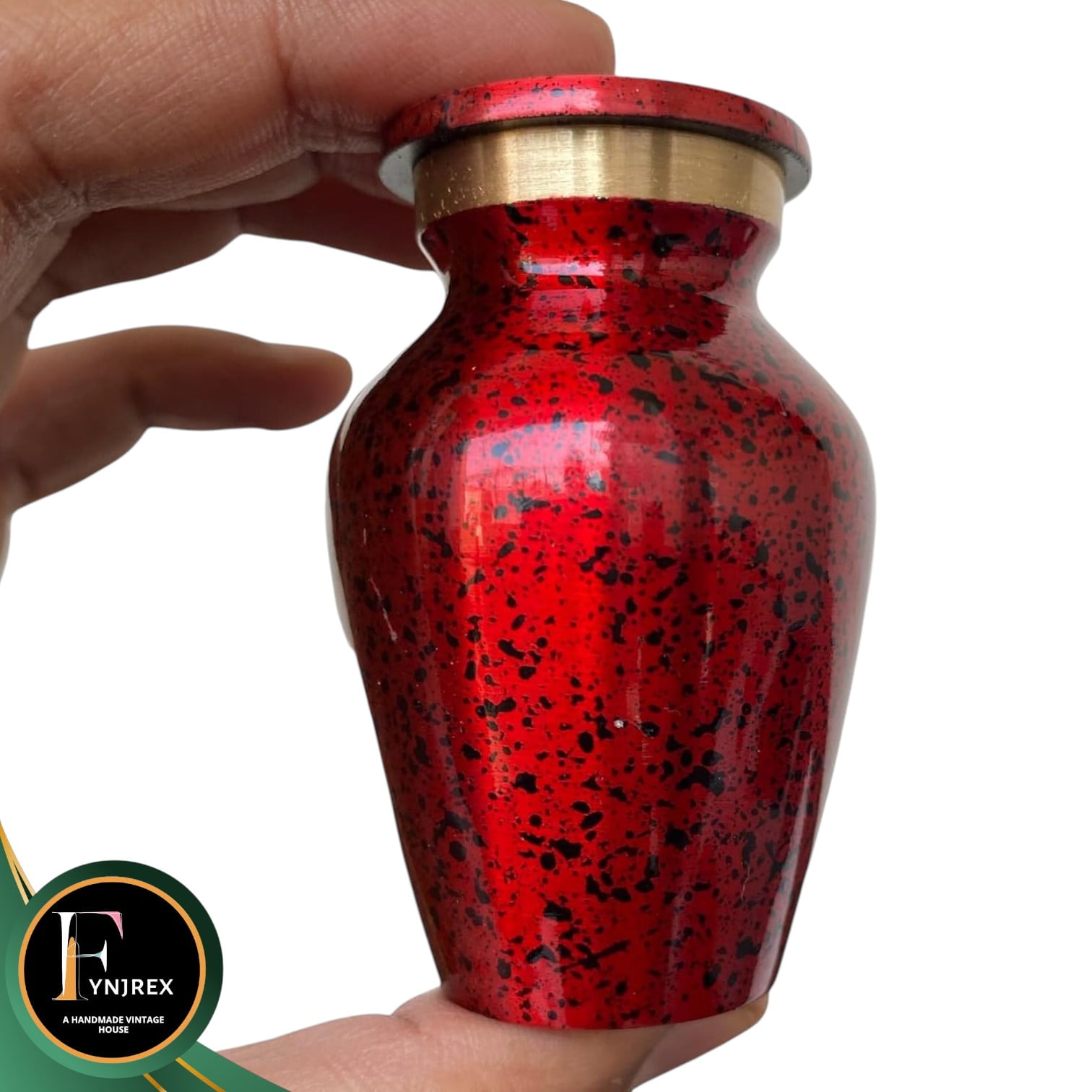Mini Red Keepsake Urn for Human Ashes – Metal Cremation Token with Box