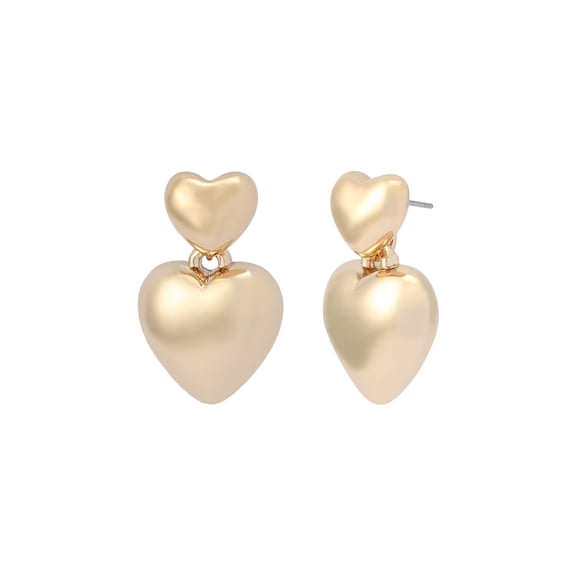 Madden NYC Women's Fashion Gold-Tone Puffy Heart Drop Earrings