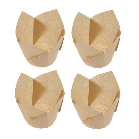 

BESTONZON 100 Pcs Cupcake Wrappers Liners Tulip Shape Muffin Cases Cake Cup Party Favors Natural Color
