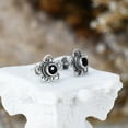 thumbnail image 4 of Sterling Silver Swirl Heart Petal Flower Black Onyx Stud Earrings, 4 of 7