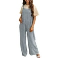 thumbnail image 3 of Cenuakty Women's Summer Solid Color Sleeveless Wide Leg Casual Long Jumpsuit Suspender Pants, 3 of 5