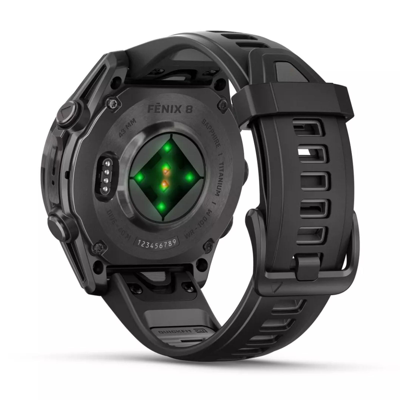 Garmin fenix 8 - 43 mm Sapphire, AMOLED, Carbon Gray DLC Titanium with Black/Pebble Gray Silicone GPS Smartwatch with White Earbuds