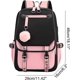 thumbnail image 2 of Mochila para adolescentes Mochila para estudiantes de secundaria Mochila para exteriores con puerto de carga USB (negro rosa), 2 of 5