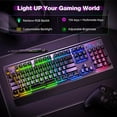thumbnail image 4 of TECKNET BASICS Wired Gaming Keyboard, 2.4G USB Computer Keyboards, 7-Color & 4 Modes Backlit, Whisper Quiet Switches, Full Size Quiet Keyboard for Windows Desktop, PC, Laptop, Gaming, 4 of 8