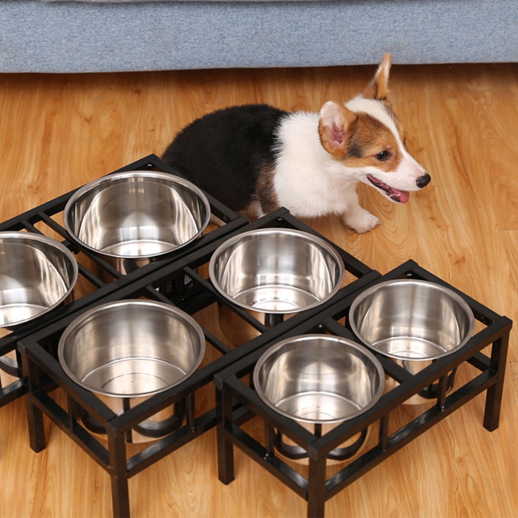 TINYSOME Elevated Dog Feeder with 2 Removable Stainless Steel Bowls Raised Pet Food Water Dispenser Stand Prevent Knocked Over for Large Dog for Cat