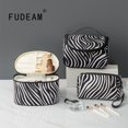 thumbnail image 2 of FUDEAM-Bolsa de cosméticos portátil de piel para mujer, bolso de mano multifuncional, organizador de viaje, estuche de maquillaje impermeable, Zebra qiuyongming unisex, 2 of 2