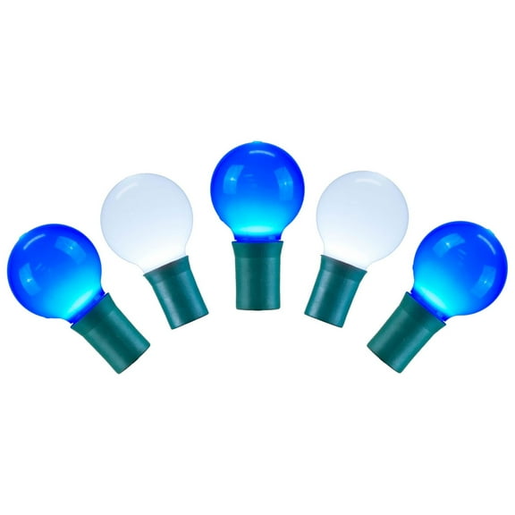 Vickerman 25 Blue-White G30 LED Light on Green Wire, 16' Christmas Light Strand