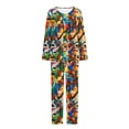 thumbnail image 5 of Viikei Women's Sleepwear Shorts Set Breezy Casual Lounge,Ladies' Fashion Printed Casual Round Neck Long Sleeve Top Pants Pajama Set Multicolor XXL, 5 of 5