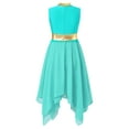 thumbnail image 4 of Doomiva Kids Girls Metallic Patchwork Sleeveless Liturgical Praise Lyrical Dance Dress Tunic Ballet Dancewear Turquoise 14, 4 of 6