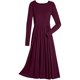 thumbnail image 3 of Vestido de manga larga para mujer Vintage Floral acampanado A-Line Swing Casual Party cuello redondo vestidos con bolsillos Fridja  NMB1219, 3 of 5