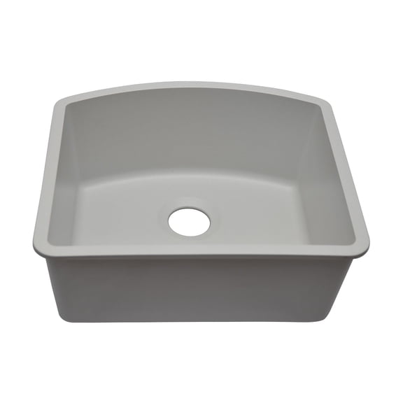 23 Inch Lexicon Platinum Quartz Composite D-Shaped Drop-in Undermount D-Shaped Single Bowl Galaxy White Kitchen Sink LP-2321D-W-SO