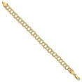 thumbnail image 2 of 14k Yellow Gold Solid Polished Lobster Claw Closure Triple Link Charm Bracelet 8 Inch Box Clasp 7mm Wide Link Charm Brac, 2 of 2