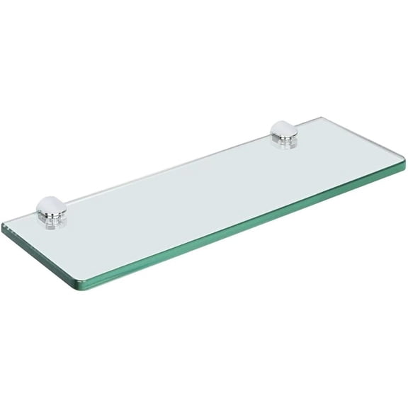 Floating Glass Shelves for Bathroom, 15 X 5 Inch Chrome Tempered Glass Shelf for