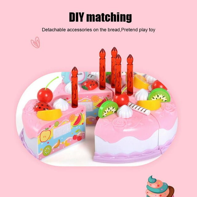 FLAMEEN DIY Cake Toy, DIY Simulation DIY Birthday Cake Birthday Cake Toy, Portable For Boys Girls