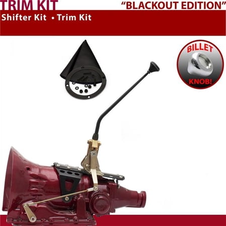 American Shifter TH200 Shifter Kit Black 12 in. Trim Kit Push Button Black Boot Billet Knob for F190B