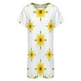 thumbnail image 4 of Floral Sunflower Pattern on White Women Nightgown Sleepwear Short Sleeves For Vacations Travels Nightgowns Women's Pajamas, 4 of 7