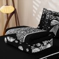 thumbnail image 5 of Erosebridal Cute Bow Zipper Twin Comforter Sets with Fitted Sheet and 2 Pillowcases, Girls Sparklings Print Zipper Bedding Set, Black Reversible, Silver Black, Black Reversible, 5 of 7