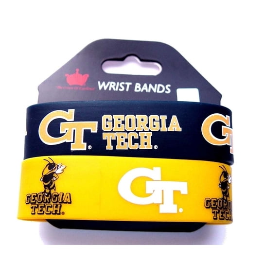 NCAA Georgia Tech Yellow Jackets Sports Team Logo Rubber Wrist Band Set of 2