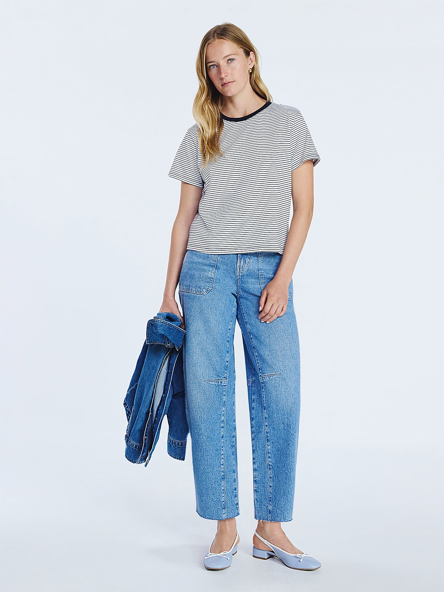 Free Assembly Women's and Women's Plus Cotton Cropped Boxy Tee with Short Sleeves, Sizes XS-4X