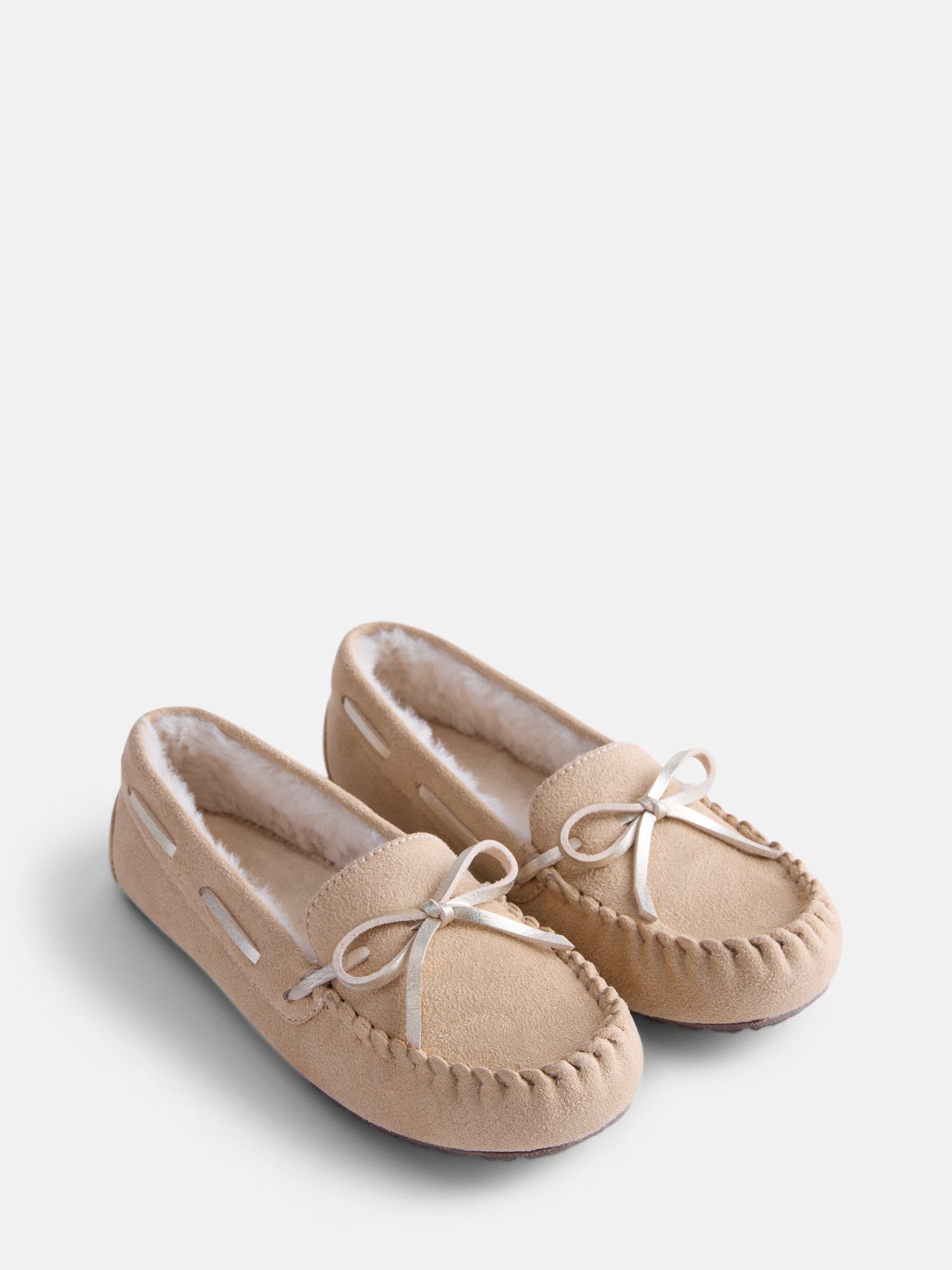 Wonder Nation Little and Big Girls Faux Fur Lined Moccasin Slippers