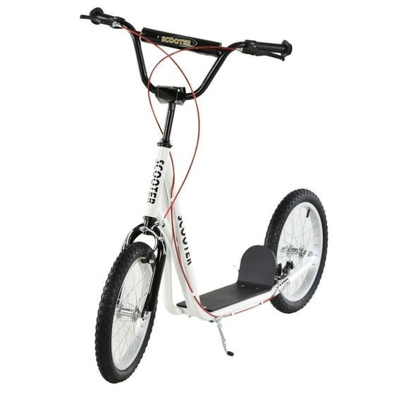 Toddler Scooter, White, Adjustable Handlebar, Kick Scooter for Kids 5 , Dual Brakes, Inflatable Wheels