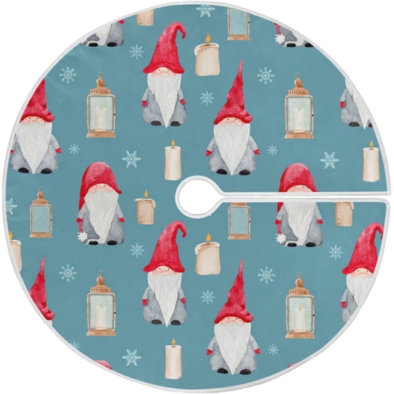 FMSHPON Watercolor Scandinavian Gnomes Xmas Christmas Tree Skirt Stand Mat for Holiday Party Decoration Indoor Outdoor 36 inches
