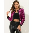 thumbnail image 4 of Unique Bargains Women's Open Front Sparkly Sequin Shrug Cropped Jacket XS Fuchsia, 4 of 6