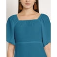 thumbnail image 5 of Moomaya Solid Square Neck Sheath Dress, Puff Sleeve Short Ruffle Hem Dress, 5 of 8