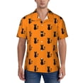 thumbnail image 7 of Mens Casual Short Sleeve Button Down Hawaiian Shirts,Black Cats Halloween Orange Shirts Regular Fit Beach Bowling Shirts with Front Pocket,L, 7 of 7