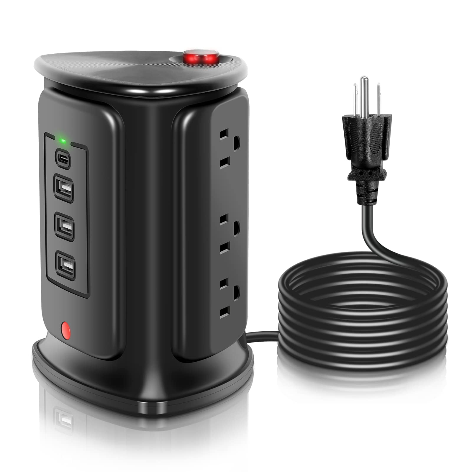Power Strip Tower , 6 Outlets 4 USB Ports (1 USB C ), 6 feet Extension