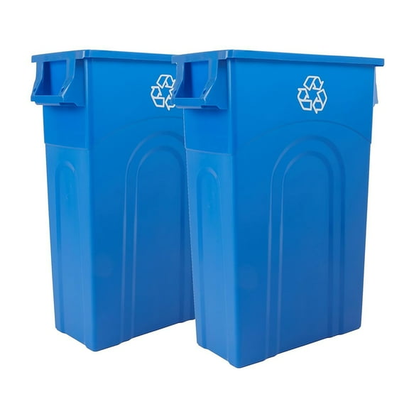 United Solutions 2 Pack 23 Gal Kitchen Trash Can Garbage Bin Highboy, Blue