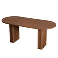thumbnail image 5 of 70.8 Inch  Dining Table for Rustic Farmhouse, Oval Kitchen Dining Room Table with Wooden Base for Meeting Room Reception Room (Walnut), 5 of 5