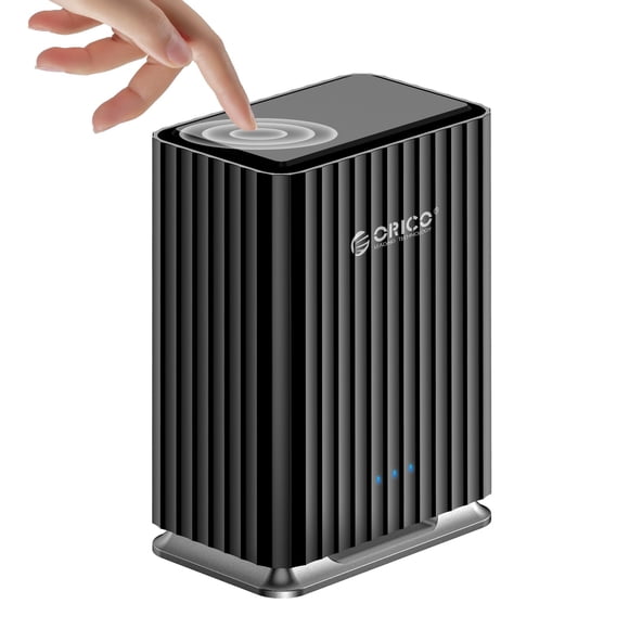 ORICO 2 Bay Hard Drive Enclosure USB C Plug and Play DAS Backup with 12V/4A Power Adapter Maximum 2*22TB Storage for Personal Local Database