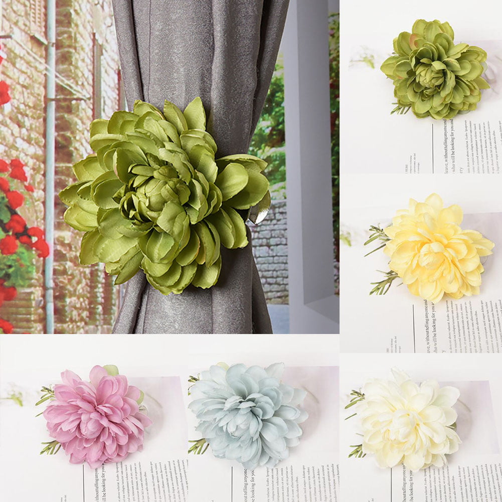 Details about   Vintage Drapery Tie Backs Square Floral Design 3” 