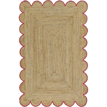 Yellow Trim Scallop - Jute Rug, Scalloped Rug, Jute Scalloped Rug ...