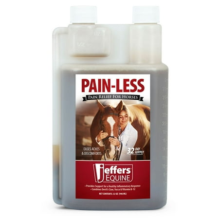 Jeffers Equine Pain-Less Vitamin Formula for Horses – 32 oz Supplement – Support Healthy Inflammatory Response, Comfort – Devil’s Claw, Yucca, and Vitamin B-12 – Gentle on Stomach – Made in the USA