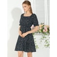 thumbnail image 2 of INSPIRE CHIC Women's Ruffled Square Neck Puff Elastic Waist Floral Mini Dress, 2 of 6