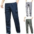 thumbnail image 1 of Styesk Men's Pants Men's Solid Color Lace-up Elastic Multi-pocket Sports Cargo Pants Full Length Pants, 1 of 6