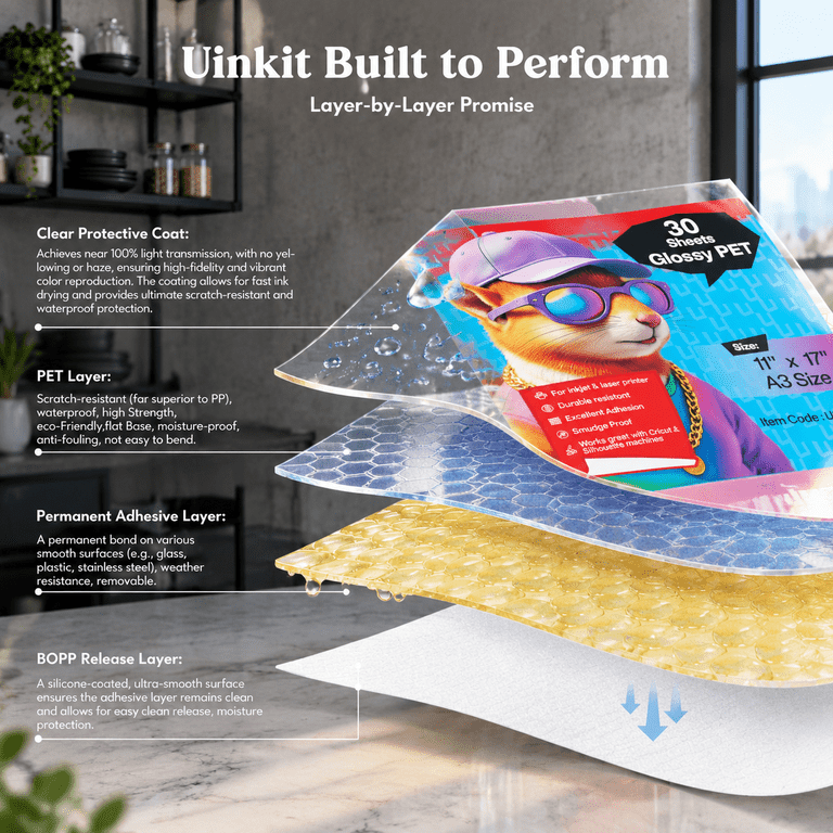 Glossy Printable Vinyl Sticker Paper 11x17" Menu Size 30 Sheets